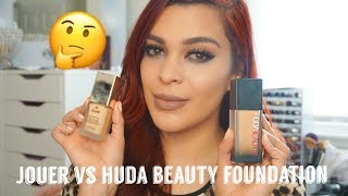 JOUER VS HUDA BEAUTY FOUNDATIONFULL COVERAGE FOUNDATION REVIEWRomyglambeauty [upl. by Timi317]