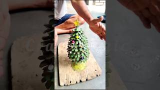 Using clay to make christmas tree 😱 art clay pottery shorts viral minivlog [upl. by Eidualc398]