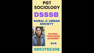 DSSSB PGT Sociology  Rural Urban  dsssb kvs pgt ugc [upl. by Eecyaj]