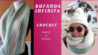 BUFANDA INFINITA  😍 Crochet en dos colores 2022 [upl. by Ravens]