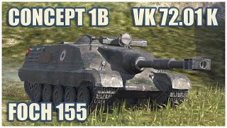 Foch 155 Concept 1B amp VK 7201 K • WoT Blitz Gameplay [upl. by Yddet]