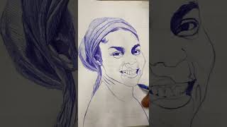 Potrait study using ballpoint penart ballpoint pen peace sketch sketchbook [upl. by Idroj990]