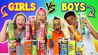 GIRLS vs BOYS Pringles Challenge [upl. by Dhumma]