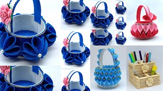 Home Decoration craft  How to Make Paper Basket  Decorate With Me  DIY Handmade Crafts [upl. by Ahsiemaj]