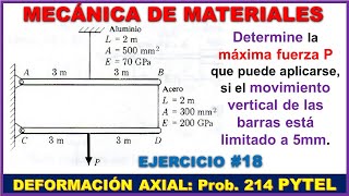 DEFORMACIÓN SIMPLE  Problema 214 PYTEL and SINGER 4ta Edición  Mecánica de Materiales [upl. by Ellemrac]