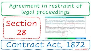 Section 28 Agreement in restraint of legal proceedings  Contract Act 1872 BL087 [upl. by Aneej]