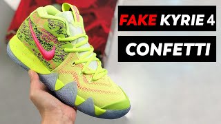 KYRIE 4 Confetti REAL VS FAKE [upl. by Einnej]