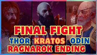 Thor Kratos Odin Final Fight God Of War Ragnarok Complete Ending [upl. by Luckin854]