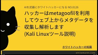 ハッカーはmetagoofilを利用してウェブ上からメタデータを収集し解析しますKali Linuxツール説明 [upl. by Wadlinger]