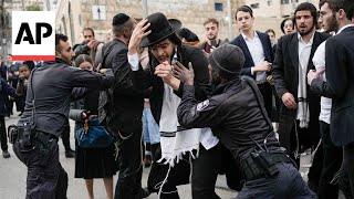 Ultraorthodox protesters clash with Israeli police [upl. by Estel]