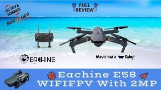 Eachine E58 REVIEW amp FLIGHT TEST of this baby Mavic pocket drone [upl. by Anjanette]