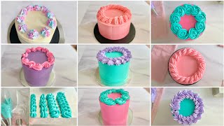 🎂 Decoración de PASTELES para principiantes 12 BORDES BÁSICOS para pastel con una sola duya 1M [upl. by Rramaj398]