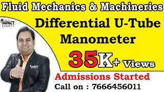 Differential UTube Manometer  Fluid Mechanics amp Machineries zafarsir freeengineeringcourses IMP [upl. by Inahpit]