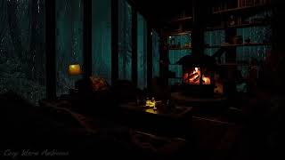 Relaxing Rain to Sleep  Sounds of Rain and Crackling Fire in Cozy Cabin at midnight helps to Sleep [upl. by Granoff]