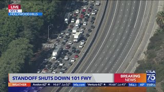 Standoff in Hollywood Hills shuts down 101 Freeway [upl. by Hsepid748]