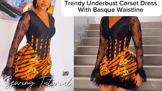 How to Draft an Underbust Corset Dress With Basque Waistline Beginners Friendly [upl. by Siravrat]