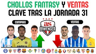 💸 CHOLLOS FANTASY FICHAJES RECOMENDABLES y VENTAS CLAVE en BIWENGER tras la JORNADA 31 [upl. by Manwell338]