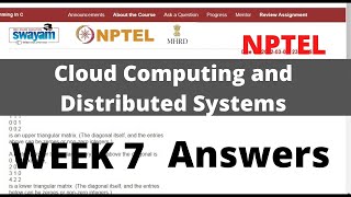 NPTEL Cloud Computing and Distributed Systems WEEK 7 ASSIGNMENT ANSWERS [upl. by Vigor474]