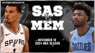 San Antonio Spurs vs Memphis Grizzlies Full Game Highlights  Nov 18  2024 NBA Season [upl. by Akcemat]