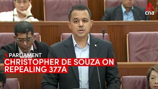 Christopher de Souza speaks in debate on repealing Section 377A [upl. by Ennovyahs]