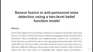 Sensor fusion in anti personnel mine detection using a two level belief function model [upl. by Eniawed]