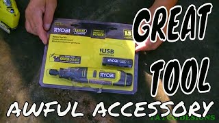 RYOBI Rotary Tool FVM51 Lithium Battery With Awful Quick Change Not A Dremel [upl. by Idissak]