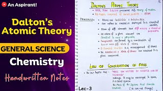 Chemistry  Lec3  Daltons Atomic Theory  Chapter1 Matter  An Aspirant [upl. by Kaliski]