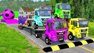 TRANSPORTING PIXAR CARS amp FRUITS WITH COLORED amp JOHN DEERE vs CLAAS vs TRACTORS  BeamNGdrive 983 [upl. by Oiziruam449]