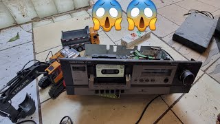 Old tape recorder cassette player repairing and open youtube [upl. by Rosanna513]