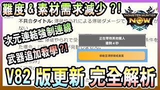 【魔物獵人NOW MHNOW】難度amp素材需求大降次元連結怪強制連線最新更新V82版更新內容詳解 [upl. by Enoj]