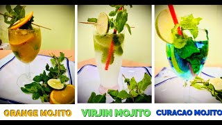 Mojito Mocktail  Summer Special Drink  Virgin Mojito  Orange Mojito Blue Curacao Mojito [upl. by Ateekal]