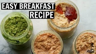 4 EASY OVERNIGHT OATS RECIPES Vegan  Quick [upl. by Marthena]