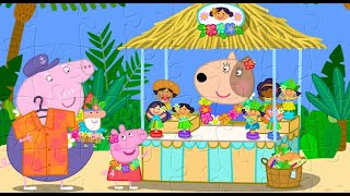 Peppa Pig Shopping On Her Holidays With Grandpa Pig Puzzle For Kids [upl. by Ahsilyt]