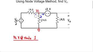 Node Voltage Method Problem 27  Dependent Source 2 [upl. by Desiree]