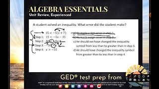 GED® Math Find Error in Solution 1UR Exp  13 [upl. by Ydrah]