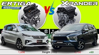 Suzuki Ertiga HYBRID GLX 2023 vs Mitsubishi Xpander GLS 2023  Car Specs Comparison [upl. by Etnoved]