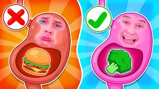 🍆 Comida Sana VS Comida Chatarra 🍔  Come comida sana  Canciones Infantiles  Wolfoo España [upl. by Eilac188]