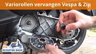 Variorollen  variogeleiders vervangen Vespa amp Piaggio Zip  Montagevideo  De Scooter Shop [upl. by Sherburn813]