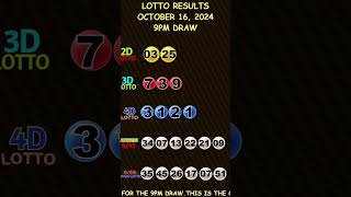 Lotto Result Today 900 pm draw October 16 2024 shorts [upl. by China]