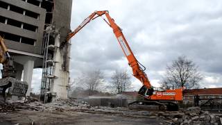 Hitachi ZX 8703 demolition excavator with Kocurek telescopic demolition boom  Martens Democom [upl. by Nakhsa237]