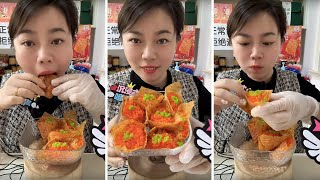 Big spicy slices rolled with fish roe directly crunchy big spicy slices the taste of big spicy [upl. by Yojal315]