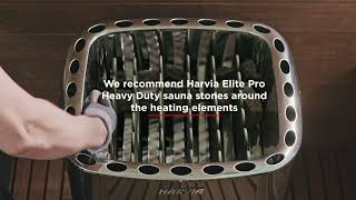 Harvia  Stacking sauna stones into a professional electric heater [upl. by Arlyne]