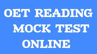 OET READING TEST MOCK ONLINE  oet oettraining oetexam [upl. by Ynnam]