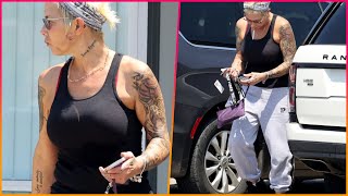 Kim Mathers is seen with a facial injury while running errands after her ex Eminem gave a nod to [upl. by Raye]