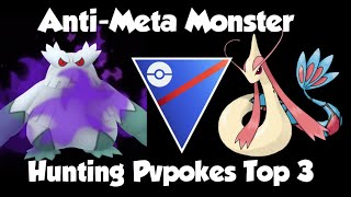 HUNTING PVPOKES TOP 3 WITH THESE ANTIMETA MONSTER Great League FT Milotic Shadow Sableye Abomasnow [upl. by Wincer890]