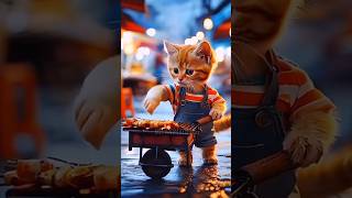 Midnight Grills The Ginger Kittens Street BBQ Charm shorts kitten cat bbq animationstory [upl. by Farrar]