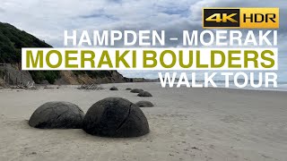 Moeraki Boulders Beach Walking Tour New Zealand 4K [upl. by Mou438]