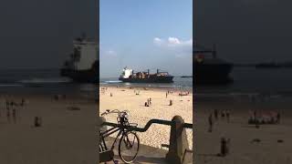 Container ship Valdivia came very close to the beach at Vlissingen Netherlands [upl. by Lindon]