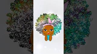 DIY glitter 5 colors Afro Peekaboo girl hairstyle kids easy art kids glitter hair afro [upl. by Lipfert]