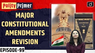 Major Constitutional Amendments  Polity Primer  Drishti IAS English [upl. by Inimod]